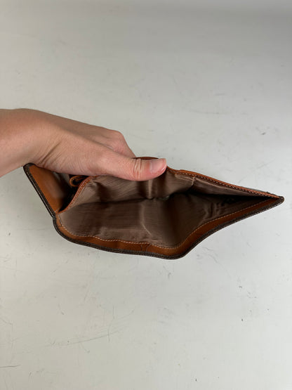 Vintage Celine Embossed Leather Wallet Brown Gold