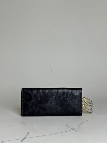 Vintage Loewe Grained Leather Key Holder Black Gold