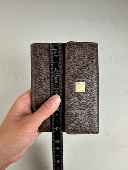 Vintage Celine Embossed Leather Wallet Brown Gold