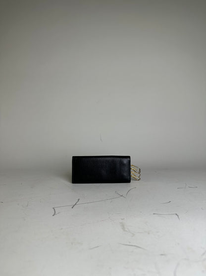 Vintage Loewe Grained Leather Key Holder Black Gold