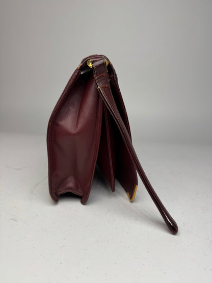 Vintage Cartier Leather Clutch Burgundy