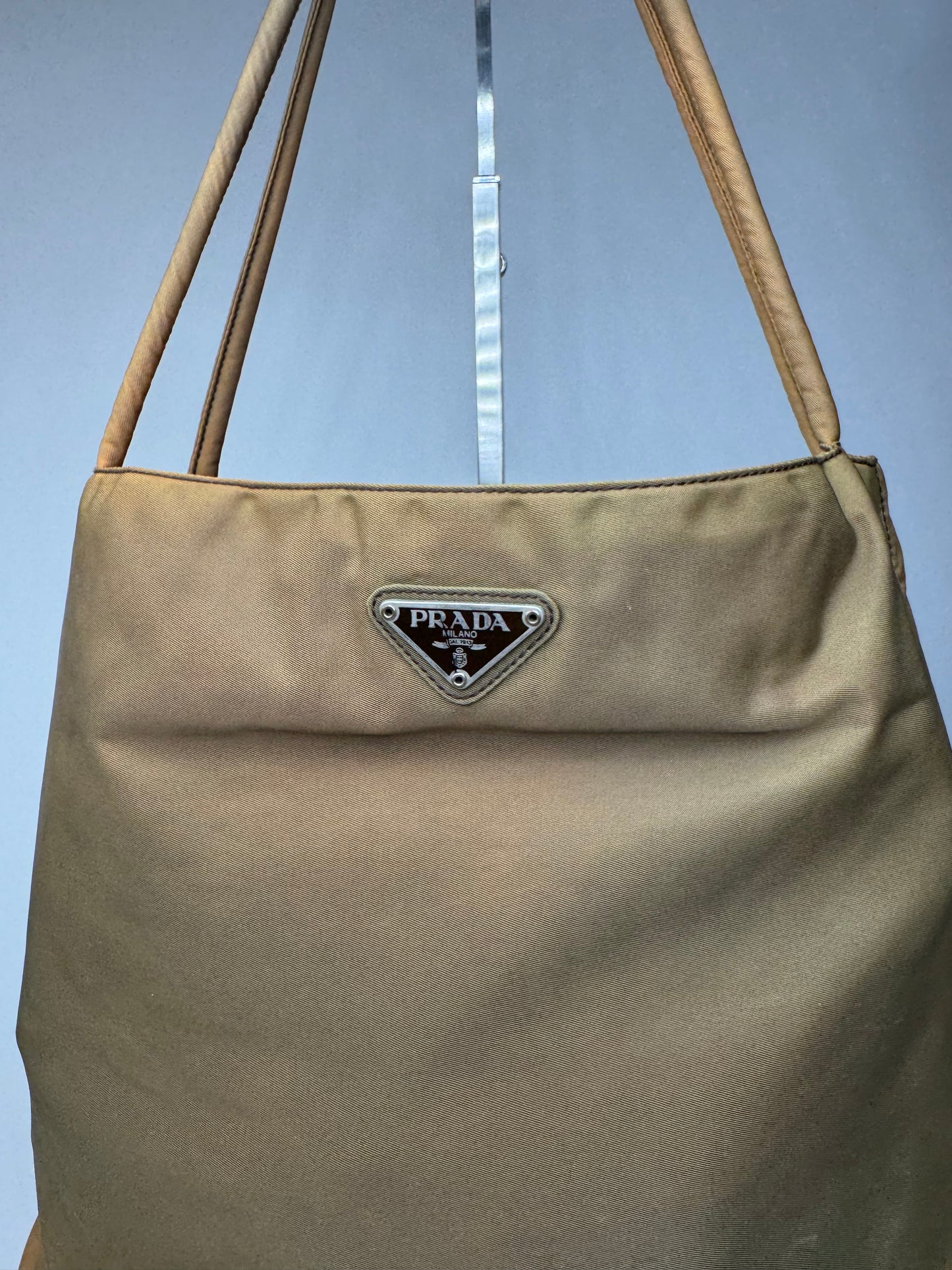 Sac Prada vintage en polyester kaki marron