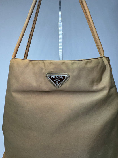Sac Prada vintage en polyester kaki marron