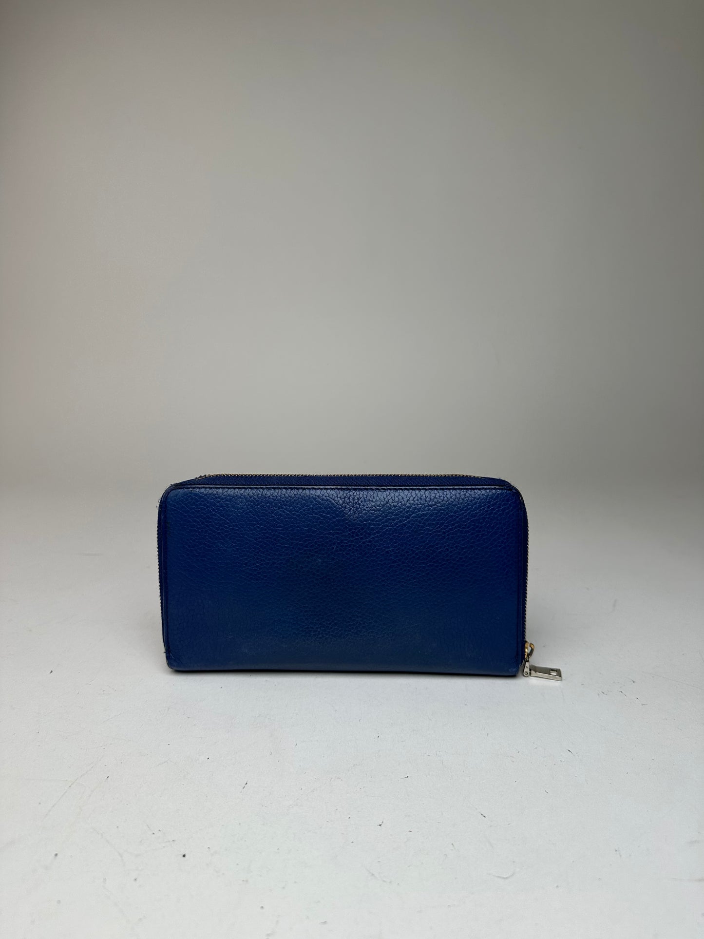 Vintage Celine Paris Zippy Leather Wallet Blue