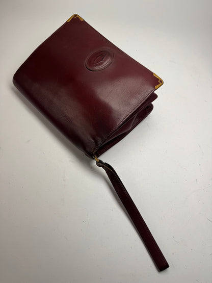 Vintage Cartier Leather Clutch Burgundy
