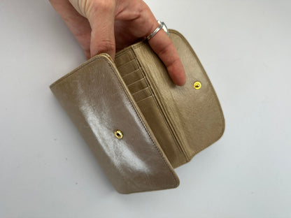 Vintage Salvatore Ferragamo Bifold Wallet Beige Gold