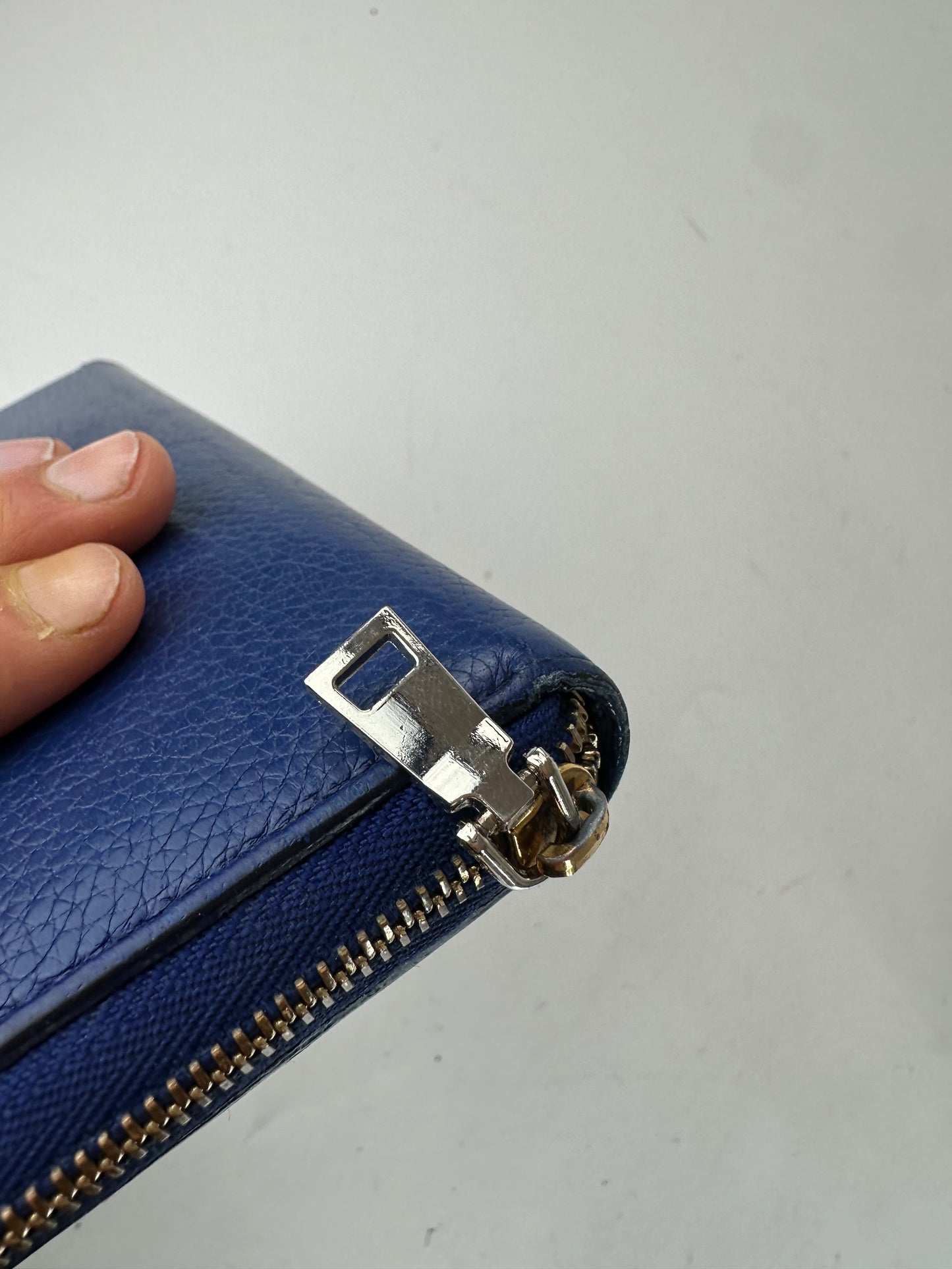 Vintage Celine Paris Zippy Leather Wallet Blue
