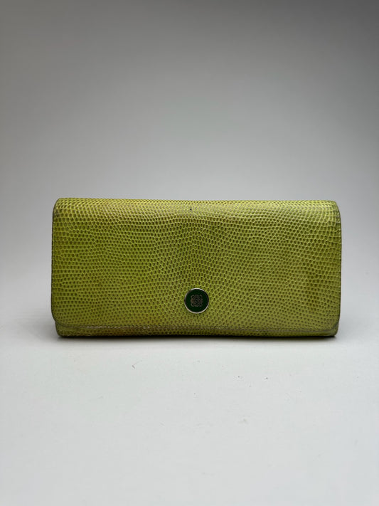 Vintage Loewe Madrid Snake Emblossed Leather wallet Green
