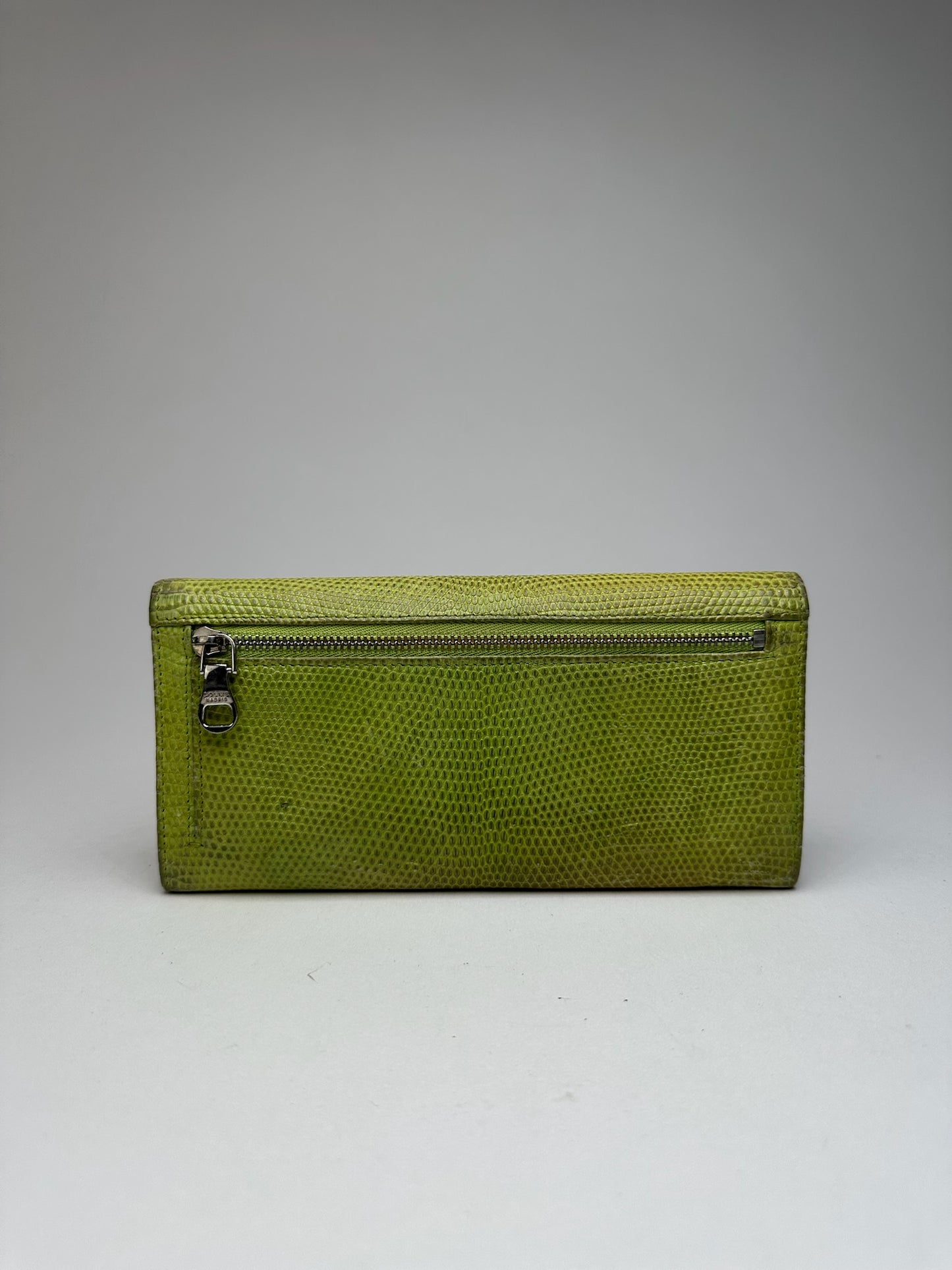 Vintage Loewe Madrid Snake Emblossed Leather wallet Green