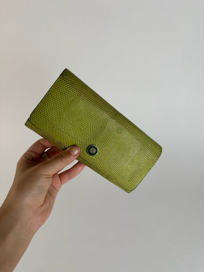 Vintage Loewe Madrid Snake Emblossed Leather wallet Green