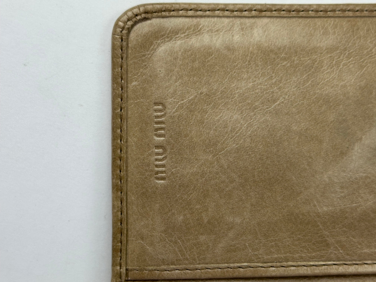 Vintage Salvatore Ferragamo Bifold Wallet Beige Gold