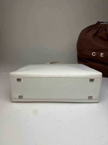 Vintage Celine Paris 2Way Leather Handbag White