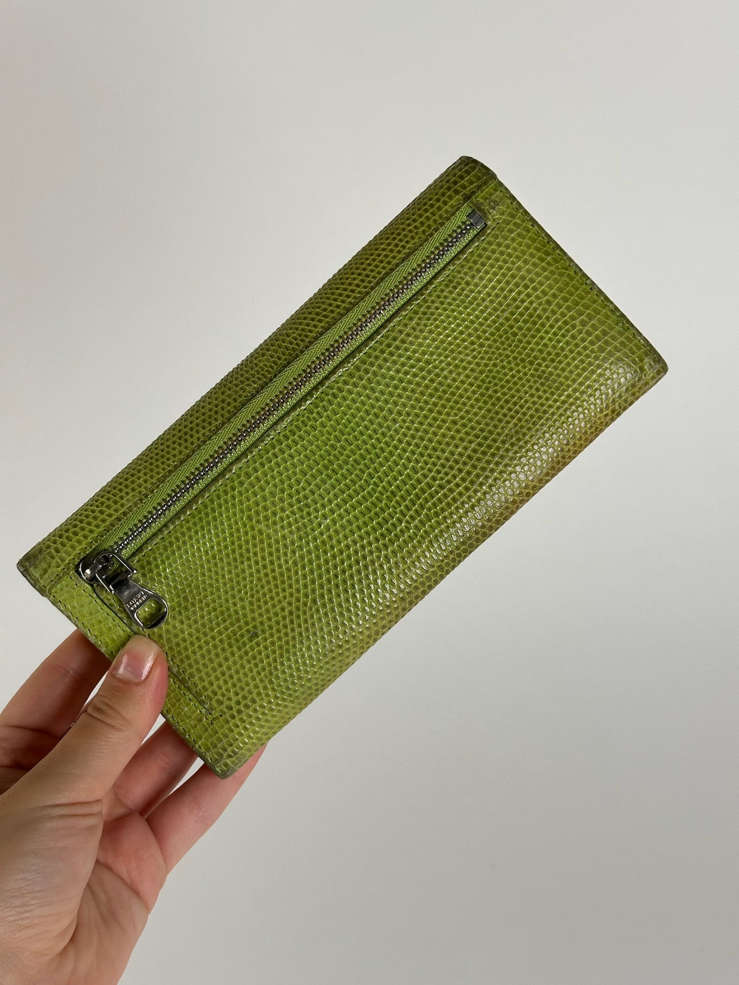 Vintage Loewe Madrid Snake Emblossed Leather wallet Green
