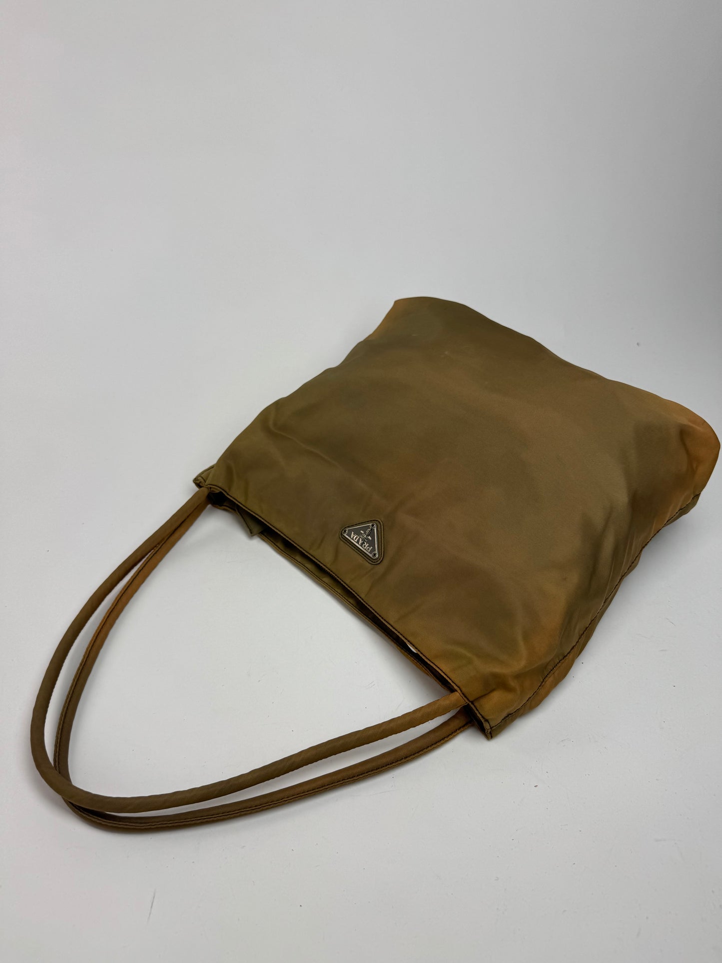 Sac Prada vintage en polyester kaki marron