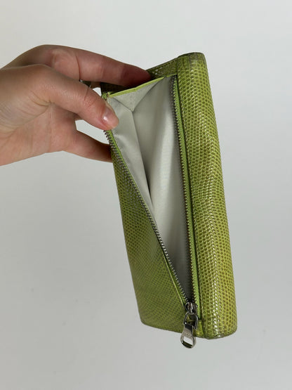 Vintage Loewe Madrid Snake Emblossed Leather wallet Green