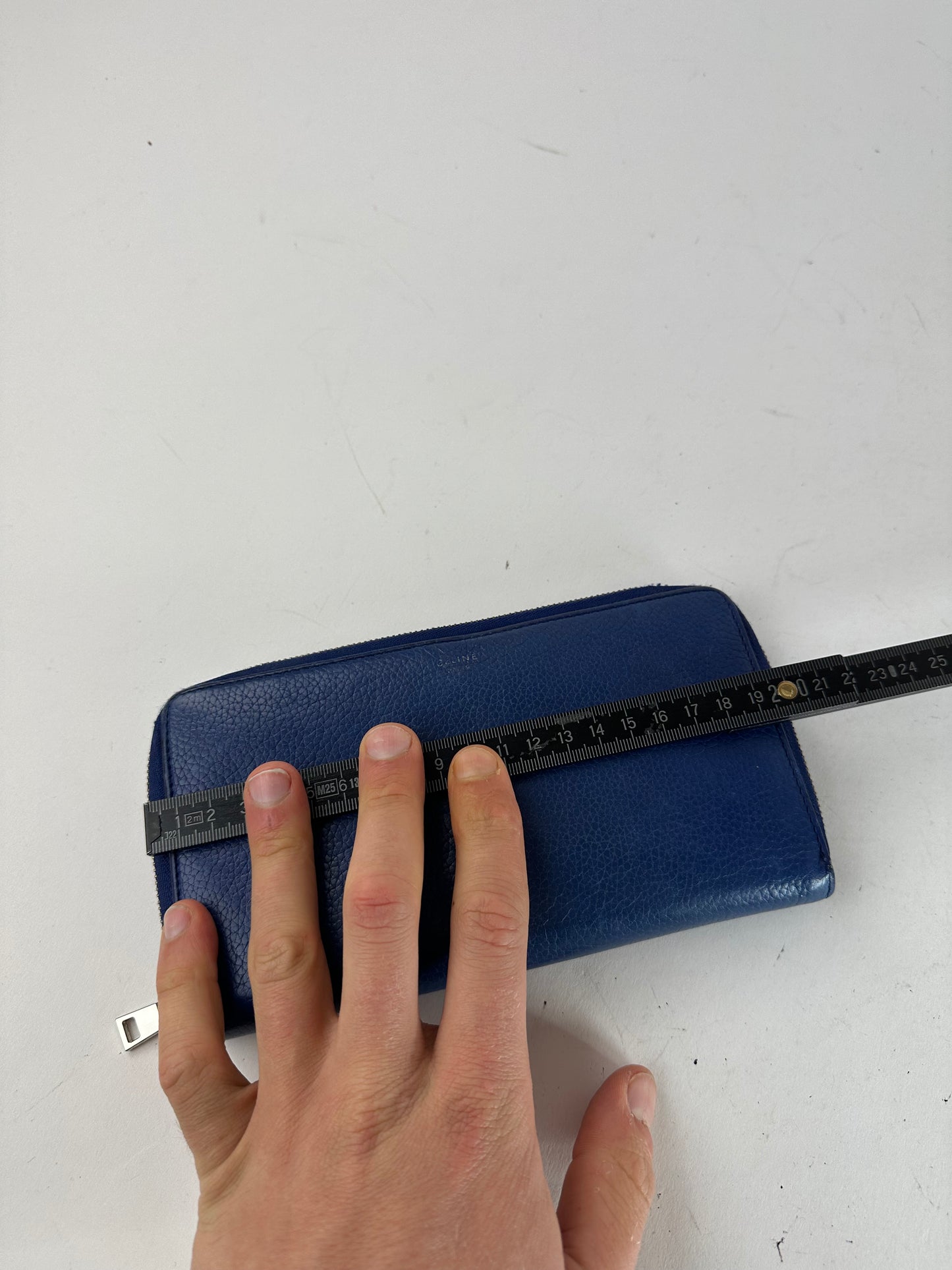 Vintage Celine Paris Zippy Leather Wallet Blue