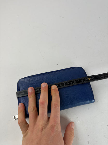 Vintage Celine Paris Zippy Leather Wallet Blue
