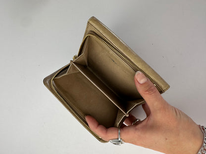 Vintage Salvatore Ferragamo Bifold Wallet Beige Gold