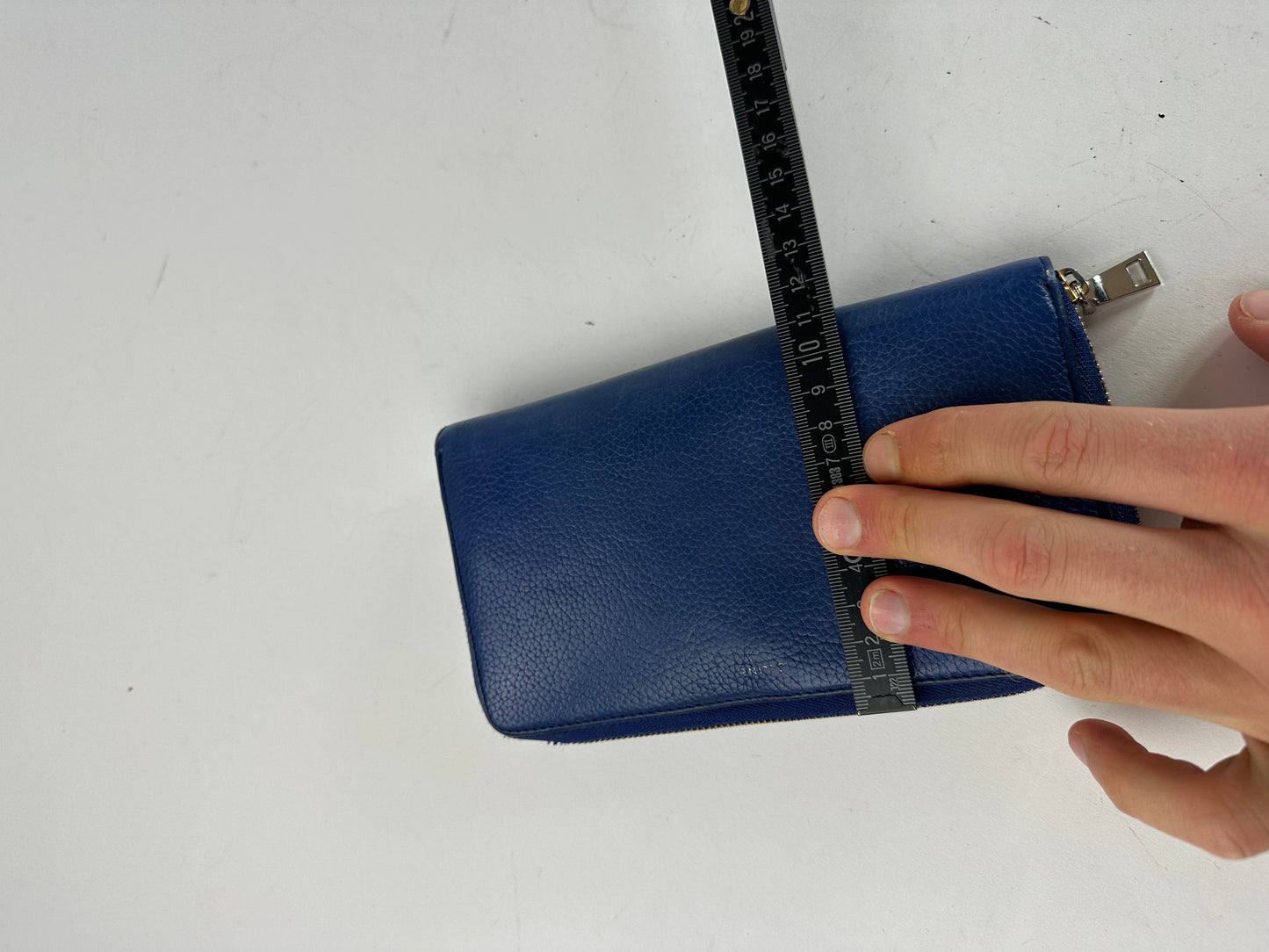 Vintage Celine Paris Zippy Leather Wallet Blue