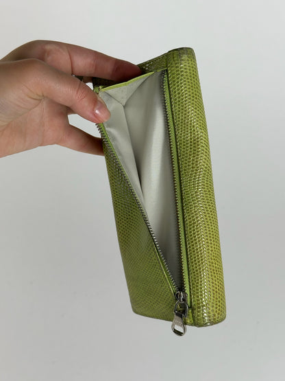 Vintage Loewe Madrid Snake Emblossed Leather wallet Green