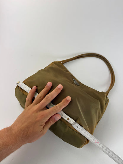 Sac Prada vintage en polyester kaki marron