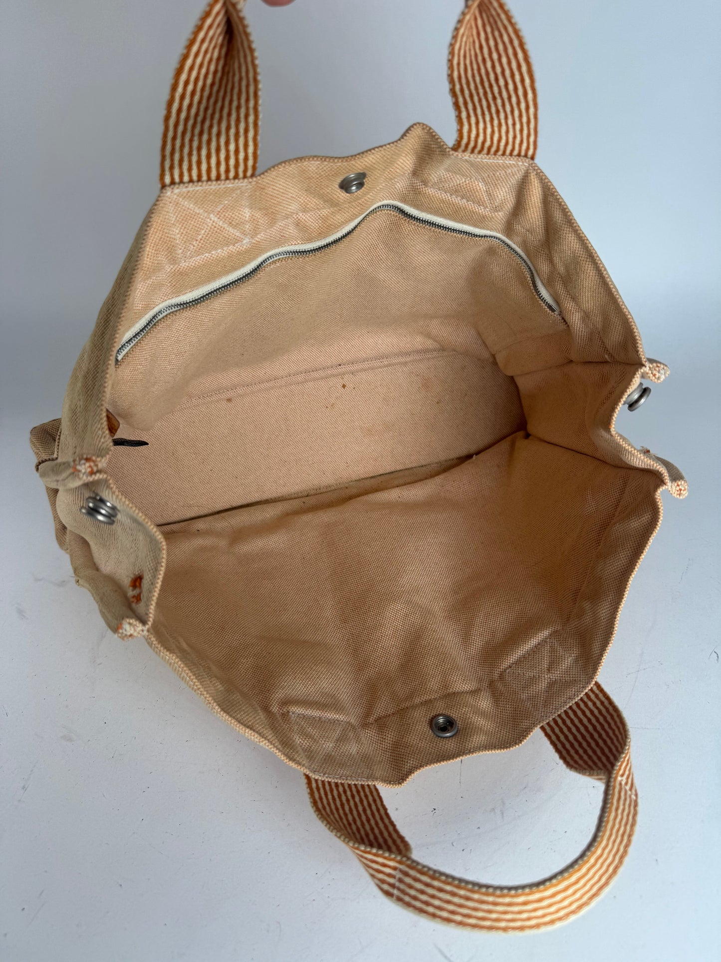 Vintage Hermes Tote Bag Orange Beige