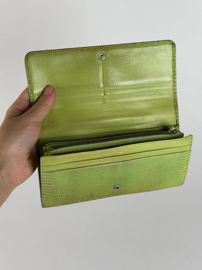 Vintage Loewe Madrid Snake Emblossed Leather wallet Green