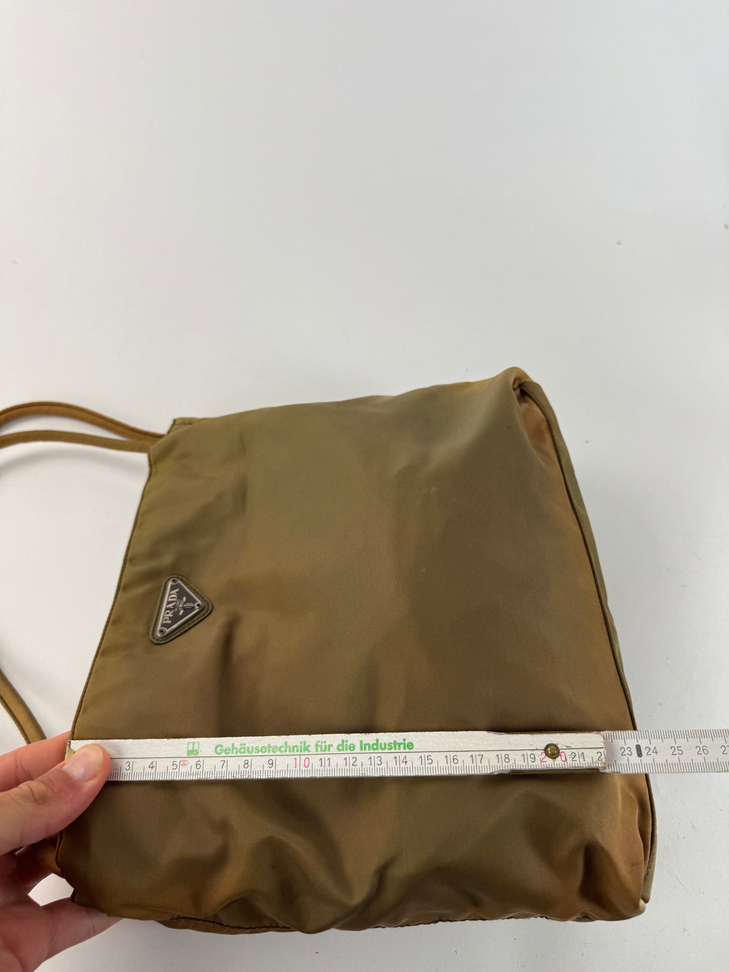 Sac Prada vintage en polyester kaki marron