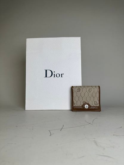 Vintage Dior Monogram Canvas Wallet Beige Brown