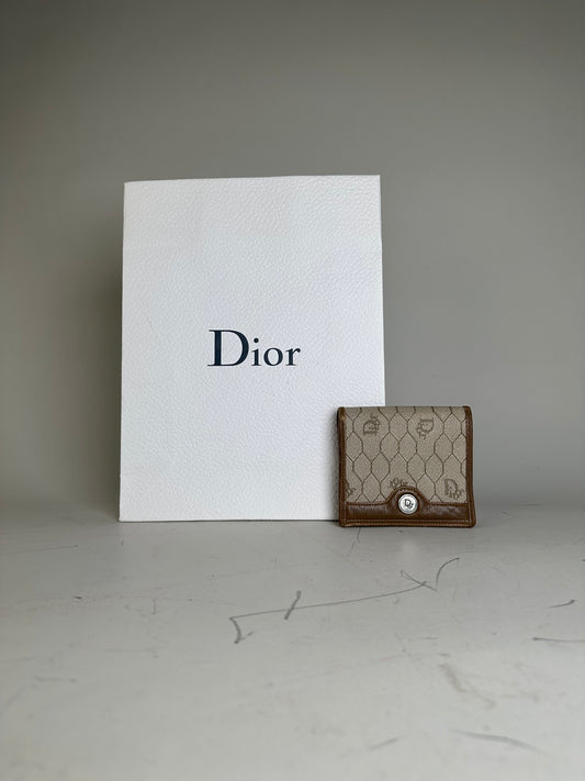 Vintage Dior Monogram Canvas Wallet Beige Brown