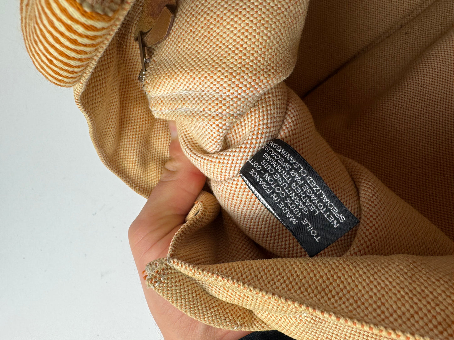 Vintage Hermes Tote Bag Orange Beige