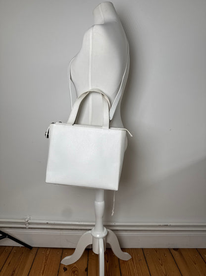 Vintage Celine Paris 2Way Leather Handbag White