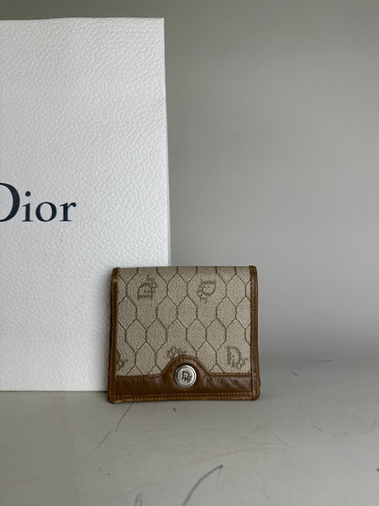 Vintage Dior Monogram Canvas Wallet Beige Brown