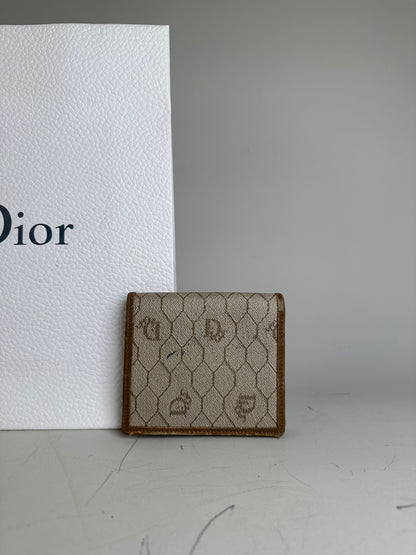 Vintage Dior Monogram Canvas Wallet Beige Brown