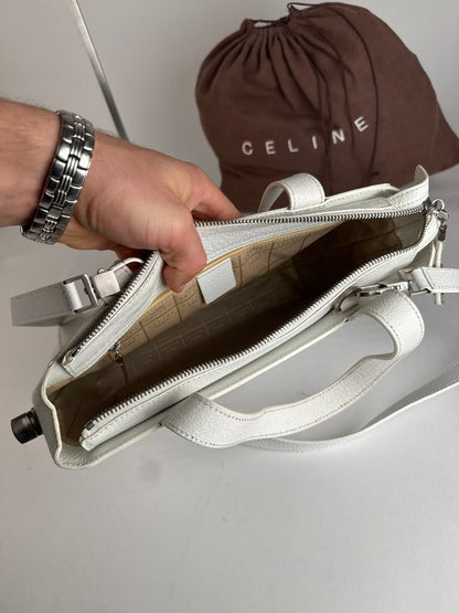 Vintage Celine Paris 2Way Leather Handbag White