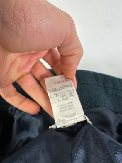 Vintage Celine Paris Wool Single Breasted Belted Trench Coat Teal S