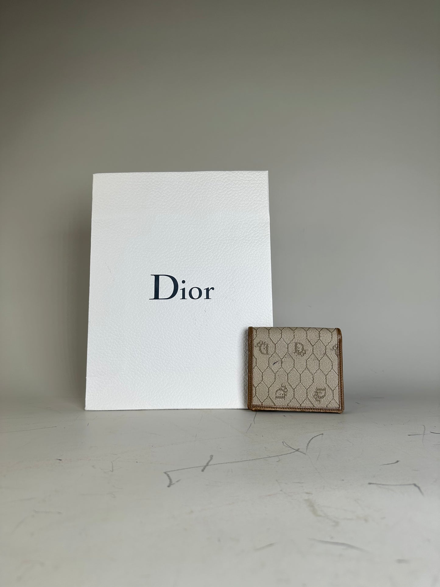 Vintage Dior Monogram Canvas Wallet Beige Brown