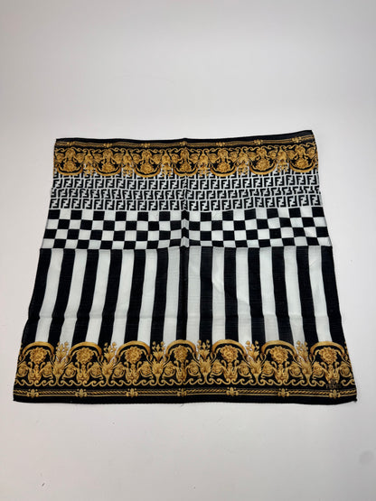 Vintage Fendi Abstract Scarf Black White Gold