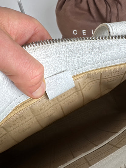 Vintage Celine Paris 2Way Leather Handbag White