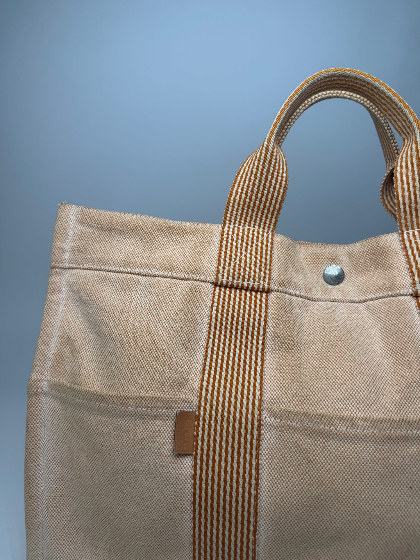 Vintage Hermes Tote Bag Orange Beige