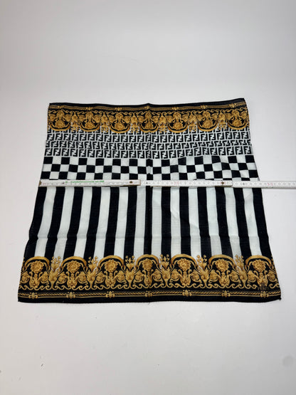 Vintage Fendi Abstract Scarf Black White Gold