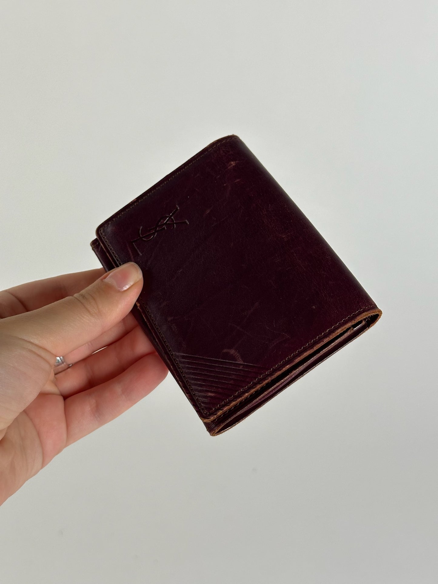 Vintage Yves Saint Laurent Leather Card Holder purple