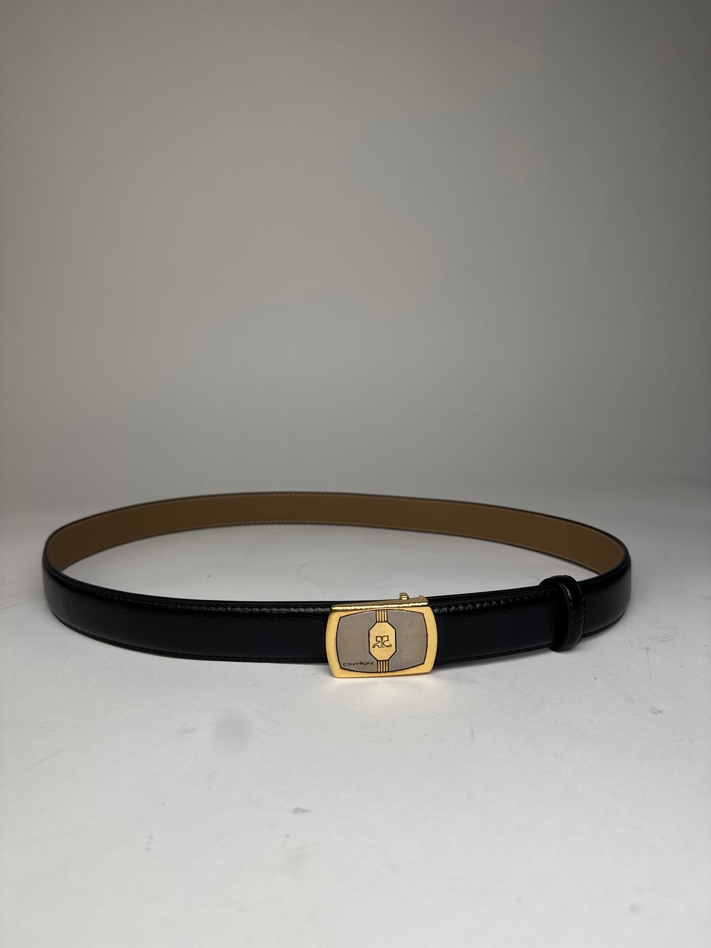 Vintage Courreges Leather Belt Black