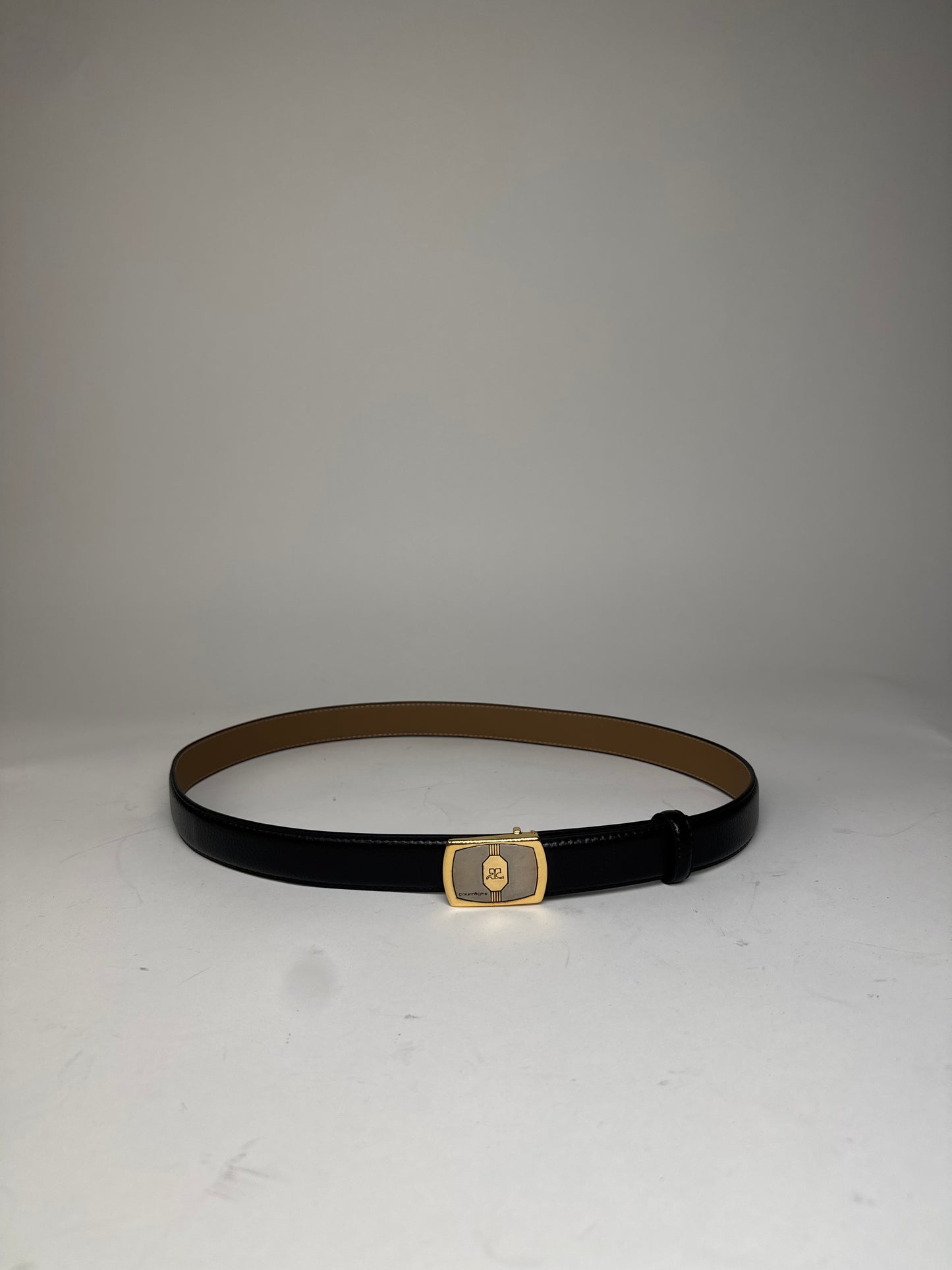 Vintage Courreges Leather Belt Black