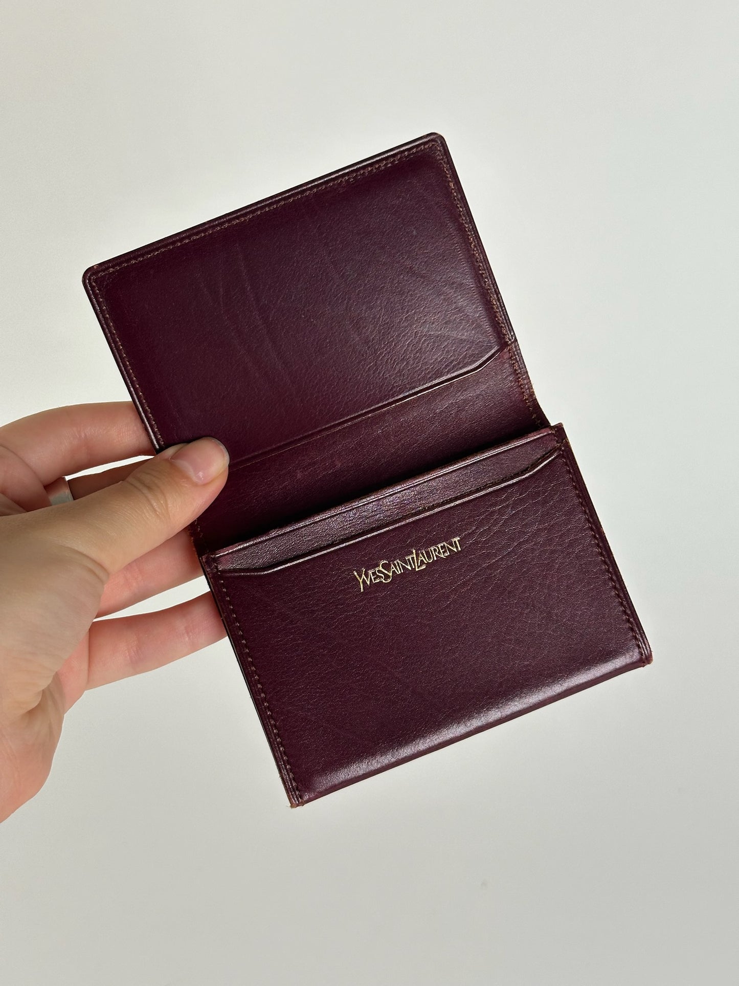 Vintage Yves Saint Laurent Leather Card Holder purple