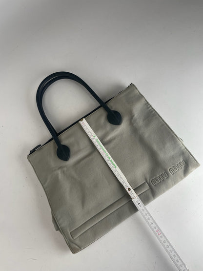 Sac vintage en toile Miu Miu Crème Noir