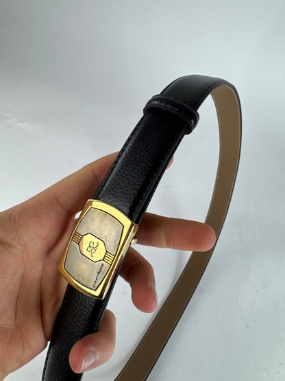 Vintage Courreges Leather Belt Black