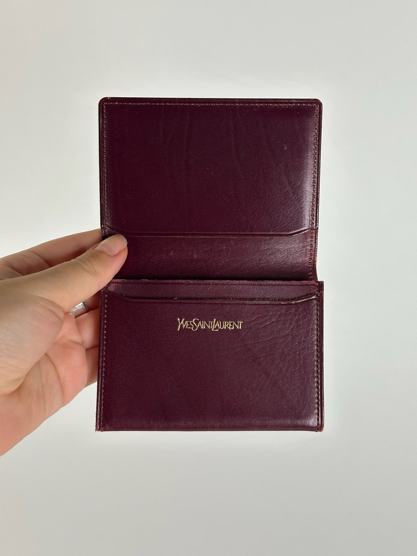 Vintage Yves Saint Laurent Leather Card Holder purple