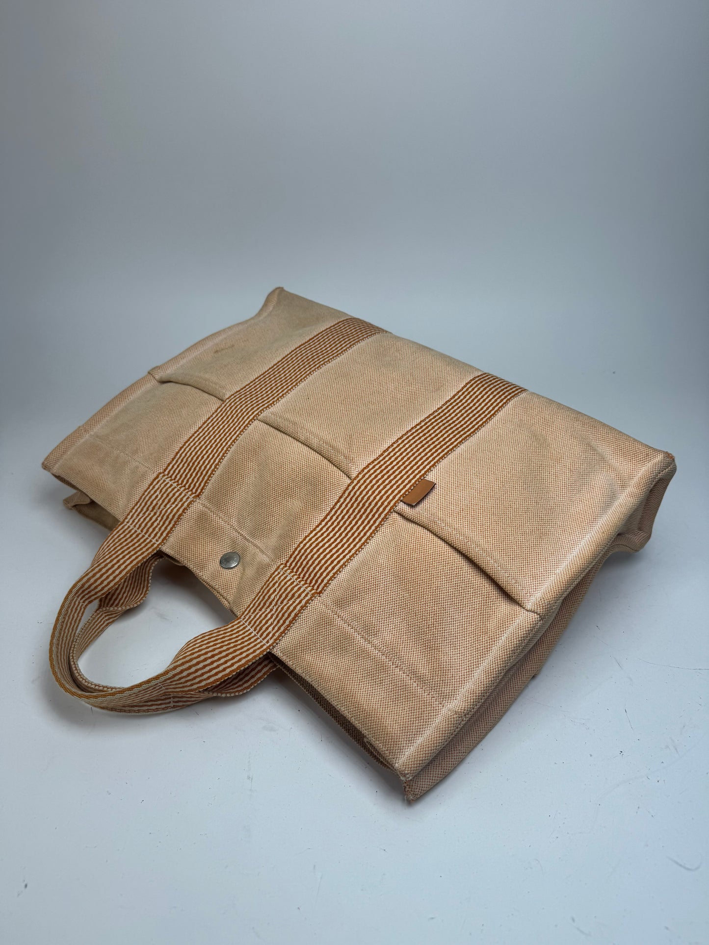 Vintage Hermes Tote Bag Orange Beige