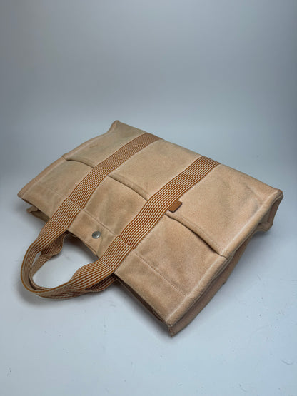 Vintage Hermes Tote Bag Orange Beige